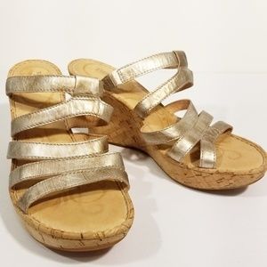 Used Born Lisi Wedge Sandals silver metalic